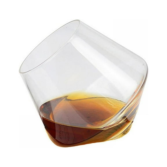 Overfox 1Pcs Tilted Crystal Whiskey Tumblers, Old Fashioned Scotch Bourbon Glasses for Bar