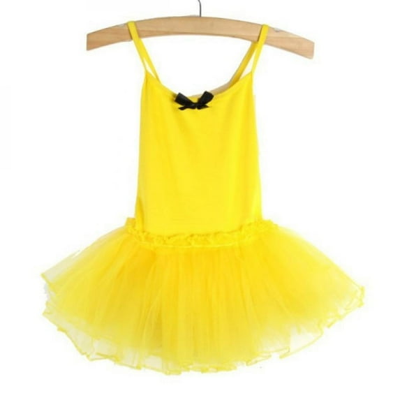 Overfox 2-8Y Ballet Costume Tutu Dress Dance Party Skate Leotard for Baby Girls Yellow