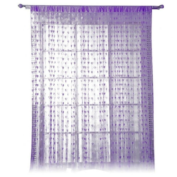 Overfox Hearts Print Voile Curtains String Curtain Tassel Curtain for Bedroom Living Room Valentine's Day Decoration 1 Panel 39.37"*78.74"