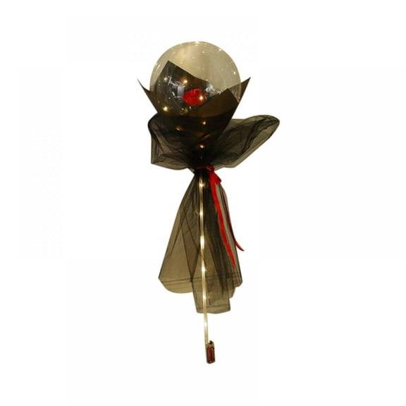 Overfox LED Light with Rose Flower Balloons-Transparent Flower Balls Led Luminous Balloon Birthday / Wedding / Valentine's Day / Decoration (Black)