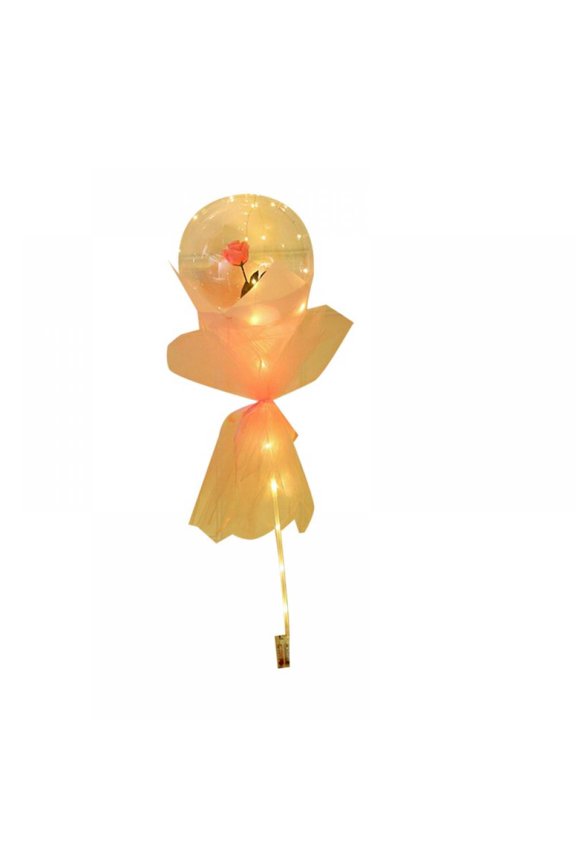 LED Light with Rose Flower Balloons-Transparent Flower Balls Led Luminous Balloon Birthday / Wedding / Valentine's Day / Decoration (Pink)