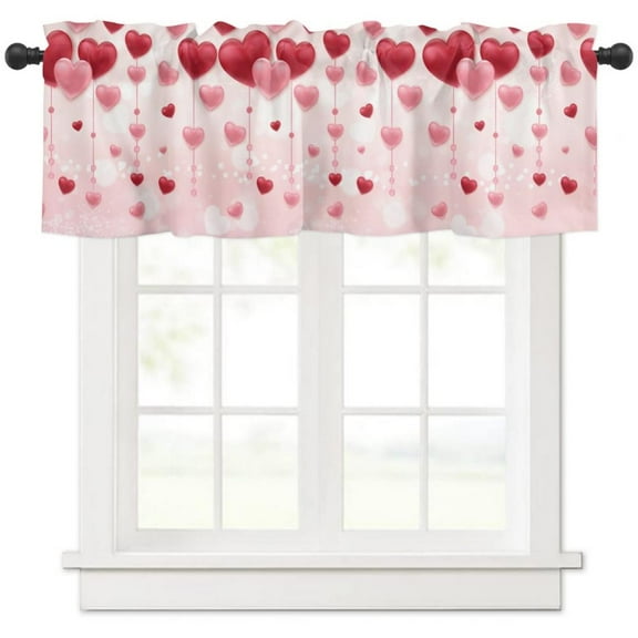 Overfox Valentine's Day Window Valances Rod Pocket Valance Drapes for Living Room Bedroom Curtain Decoration 54x18in
