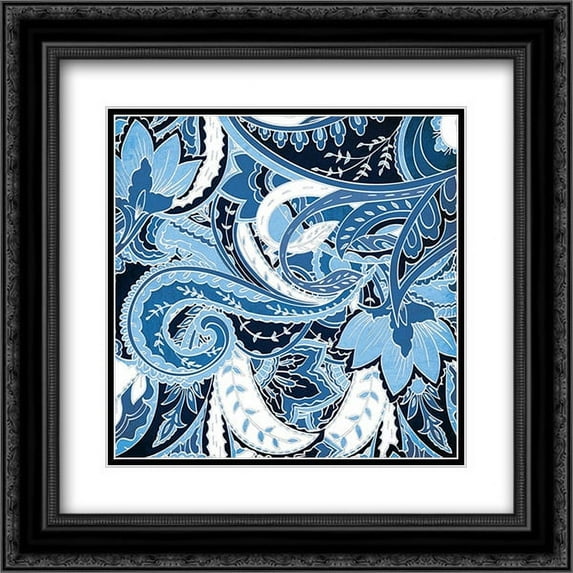 Overgrown Blue 2x Matted 20x20 Black Ornate Framed Art Print by Grey, Jace