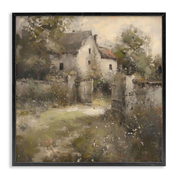 Stupell Industries Overgrown Hazy Cottage Black Framed Giclee Art, design by Creative Studio, 17 x 17