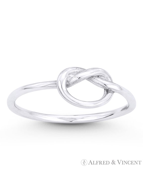 Overhand Knot Love Charm Sailor's Promise Ring in .925 Sterling Silver