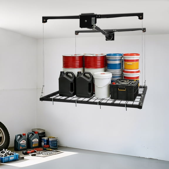 Overhead Adjustable Height Garage Lifting Storage Steel Rack Organization Unit
