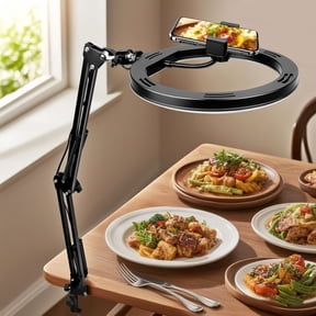 Overhead Camera Mount with Ring Light Phone Holder,10" LED Ring Light for Desk with Stand, Phone Tripod with Light for Video Recording TikTok Live Stream Cooking Kitchen Vlogging