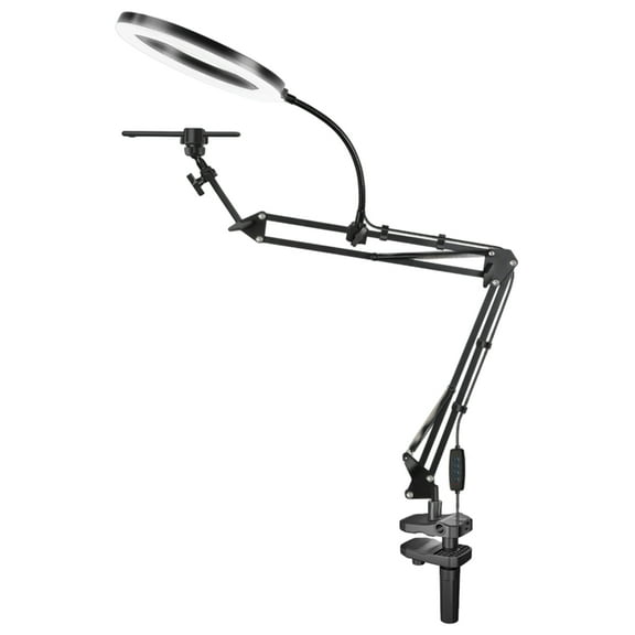 Overhead Camera Mount with Rings Light 360 Rotating Metal Arm Phone Holder Video Phone Mount Enduring