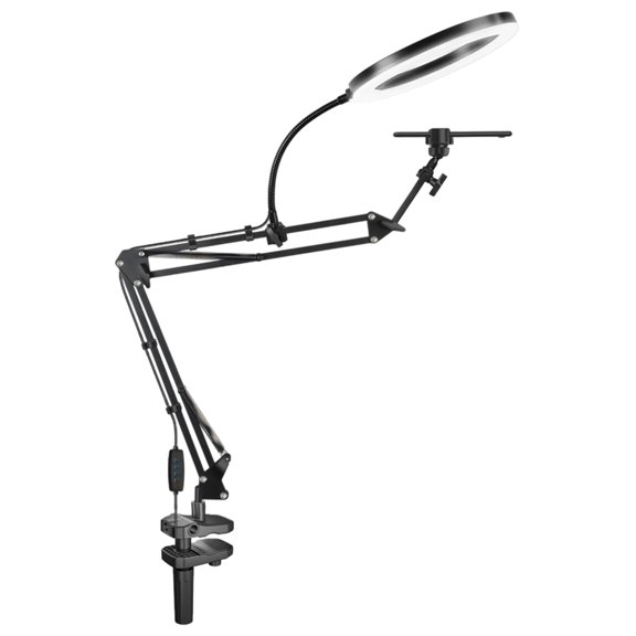 Overhead Camera Mount with Rings Light 360 Rotating Metal Arm Phone Holder Video Recording Phone Mount Enduring