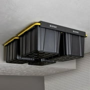 Overhead Connectable Single Rail Metal Ceiling Storage, Black
