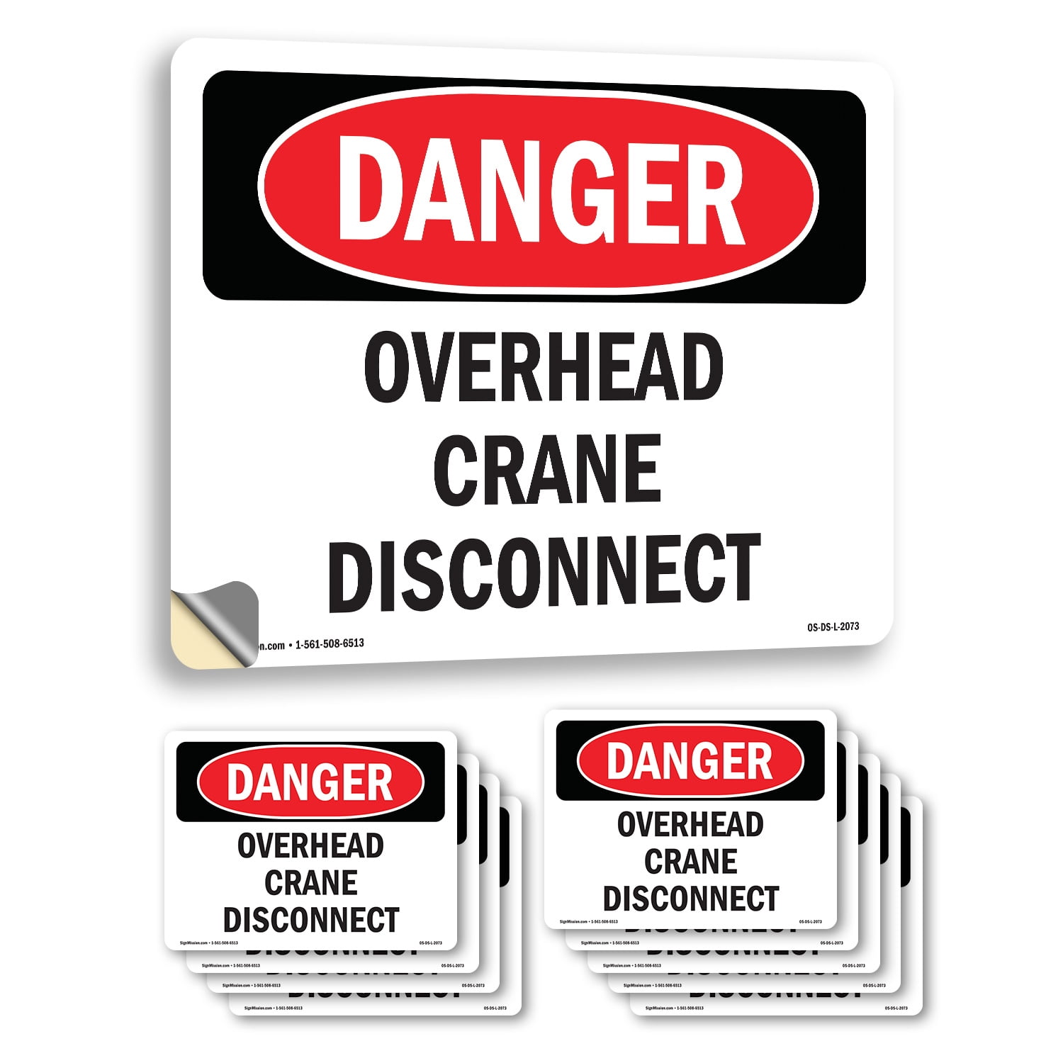 Overhead Crane Disconnect OSHA Danger Vinyl Decal Label 7 Inch x 5 Inch ...