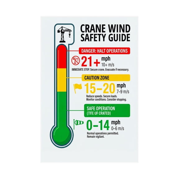 Overhead Crane Safety Poster Wind Speed Indicator Chart for Operational Thresholds Jobsite Safety Equipment