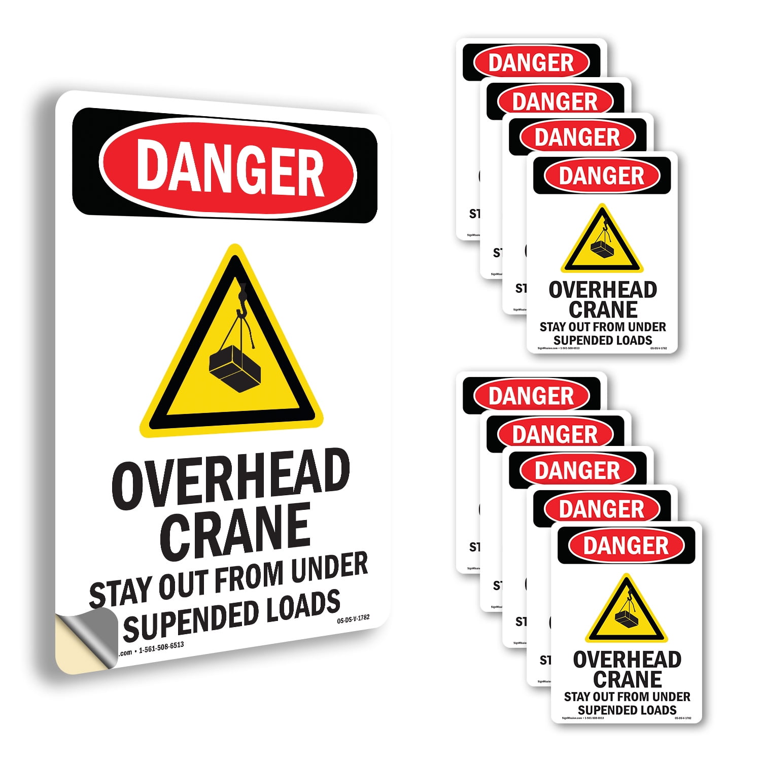 Overhead Crane Stay OSHA Danger Vinyl Decal Label 18 Inch x 12 Inch ...