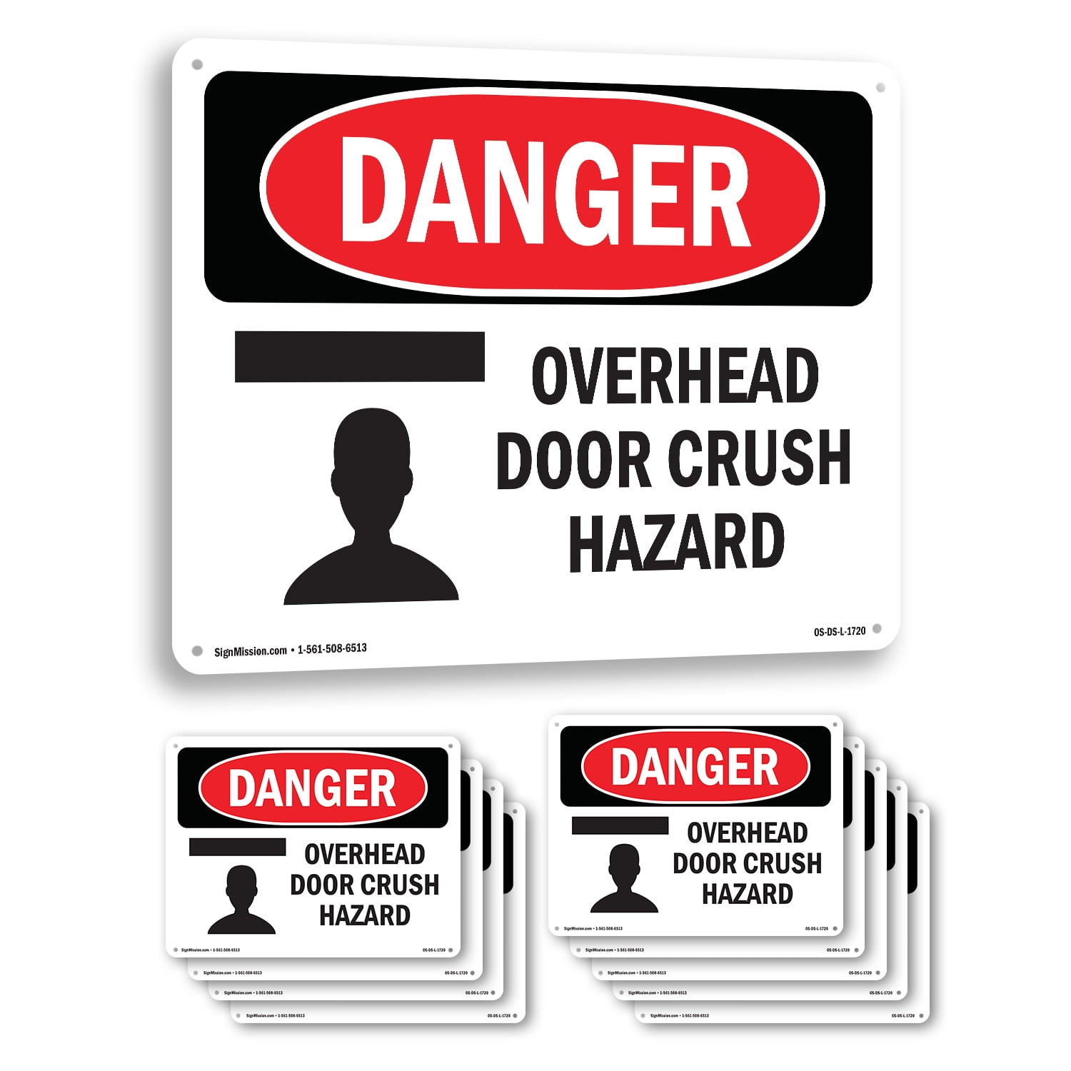 Overhead Door Crush Hazard OSHA Danger Aluminum Sign 24 Inch x 18 Inch ...