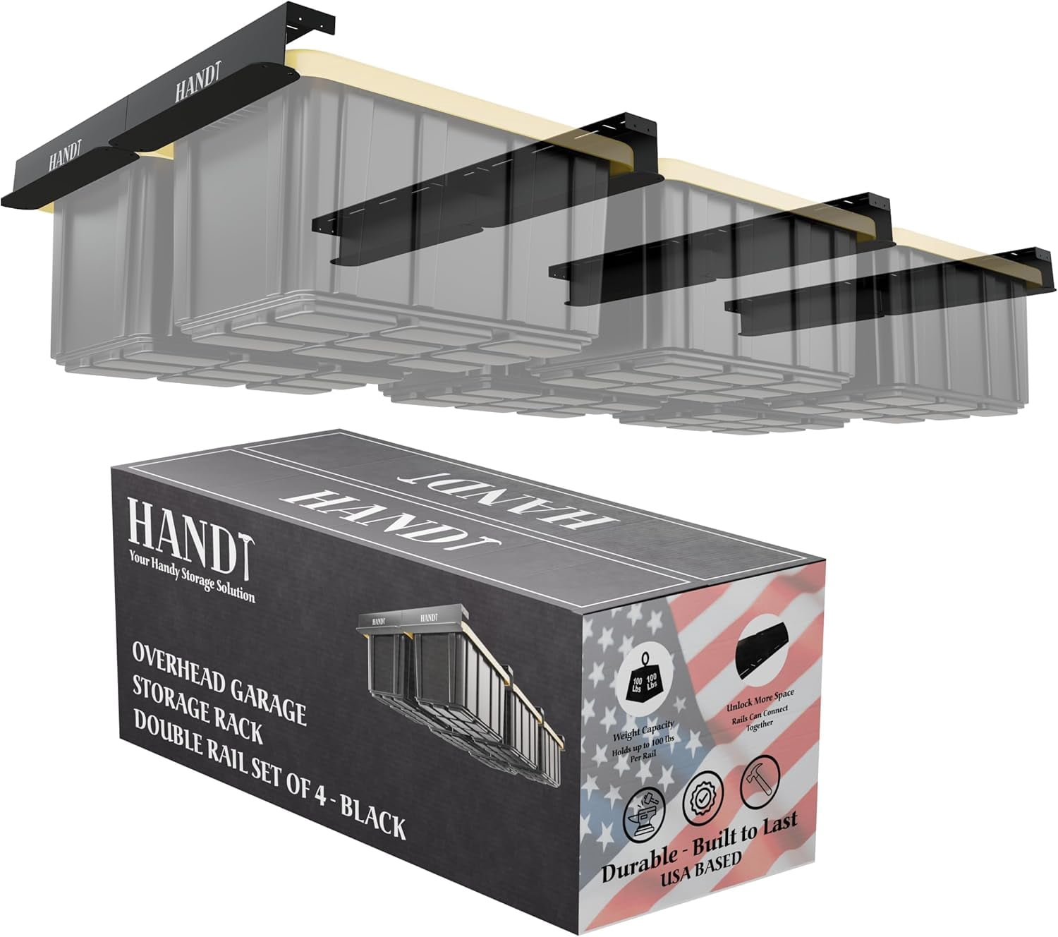Overhead Gara Stora Rack, Connectable Heavy Duty Metal Ceiling Rails ...