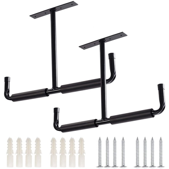 Overhead Garage Storage Hooks, Heavy Duty Ceiling Mounted Garage Utility Hanging Rack for Lumber Bike Tools, Black