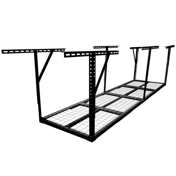 Overhead Garage Storage Rack 2x8FT Heavy Duty Ceiling Mount, Adjustable 22-40in Drop Down for Garage Organization, 450lbs Capacity Black Steel Shelf