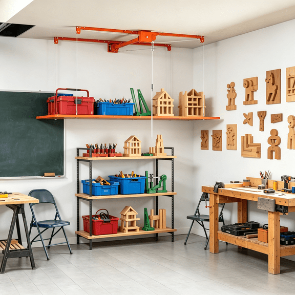 Overhead Garage Storage Rack 3x6 FT for High Ceilings,370LBS Heavy Duty Steel Ceiling Storage Organizer with Safety Lock,Manual Lift System,Orange Garage Storage Solution for Tools,Tires and More