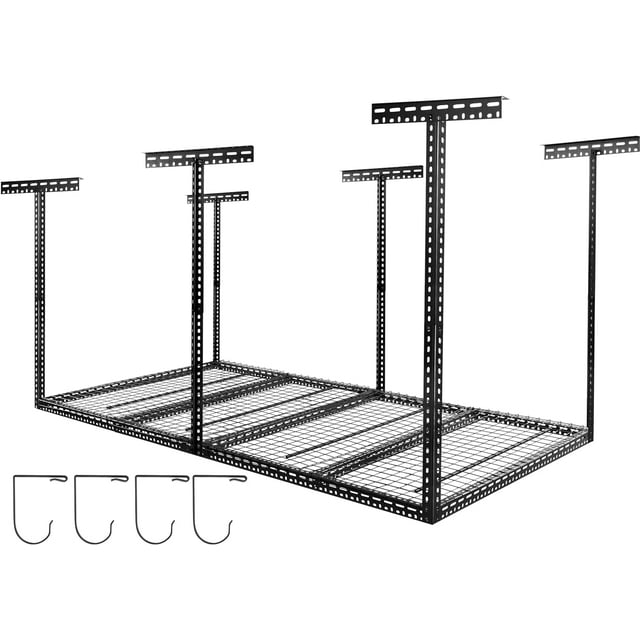 Overhead Garage Storage Rack 4 x 8FT Adjustable Height Garage Ceiling Storage Racks Organization