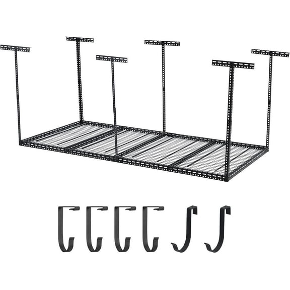 Overhead Garage Storage Rack,Adjustable Garage Storage Organization System,Heavy Duty Metal Garage Ceiling Storage Racks for Storage Organization,600lbs Weight Capacity
