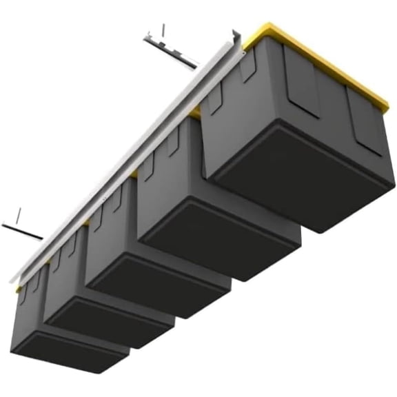 Overhead Garage Storage Rack, Ceiling Tote Slide, 150 lbs Capacity, Adjustable Rails