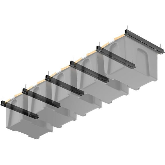 Overhead Garage Storage Rack, Heavy Duty Ceiling 26 Inch Adjustable Bin System, 6 Sets for 5 Bins