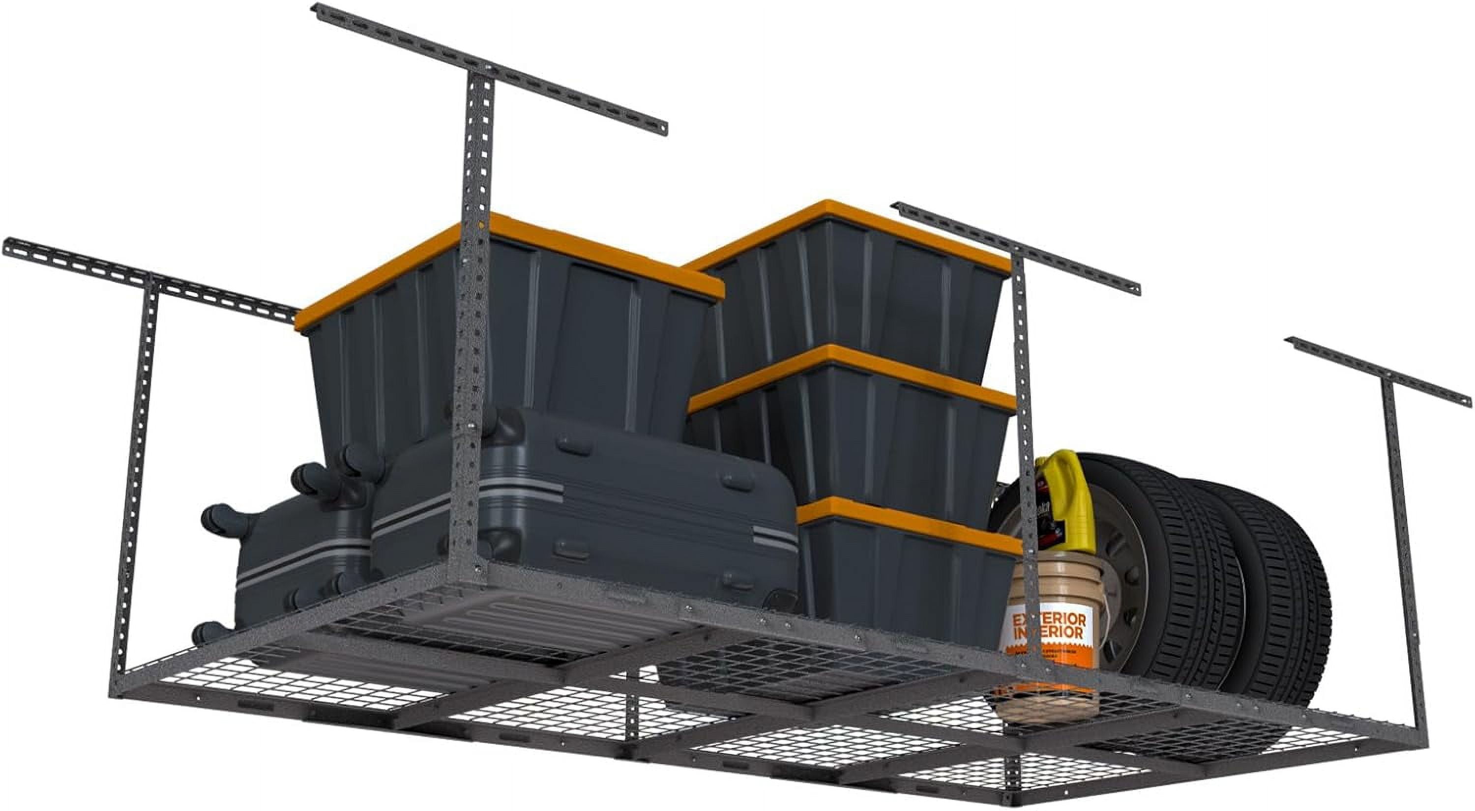 Overhead Garage Storage Rack, Heavy-Duty Metal Garage Ceiling Storage ...