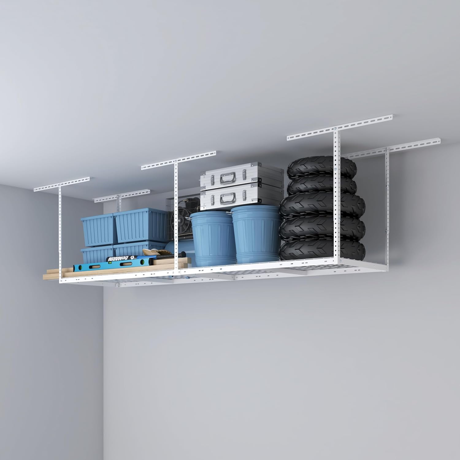 Overhead Garage Storage Rack, Heavy-Duty Metal Garage Ceiling Storage ...