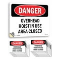 thumbnail image 1 of Overhead Hoist In Use Area Closed OSHA Danger Vinyl Decal Label 10 Inch x 7 Inch - 10 Pack, 1 of 6