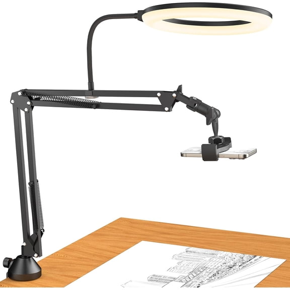 Overhead Light Kit, 10" light with Heayy Duty Boom Arm and Phone Holder, Adjustable Angle, Suitable for Video Recording, Live Stream, Drawing, Makeup Nail