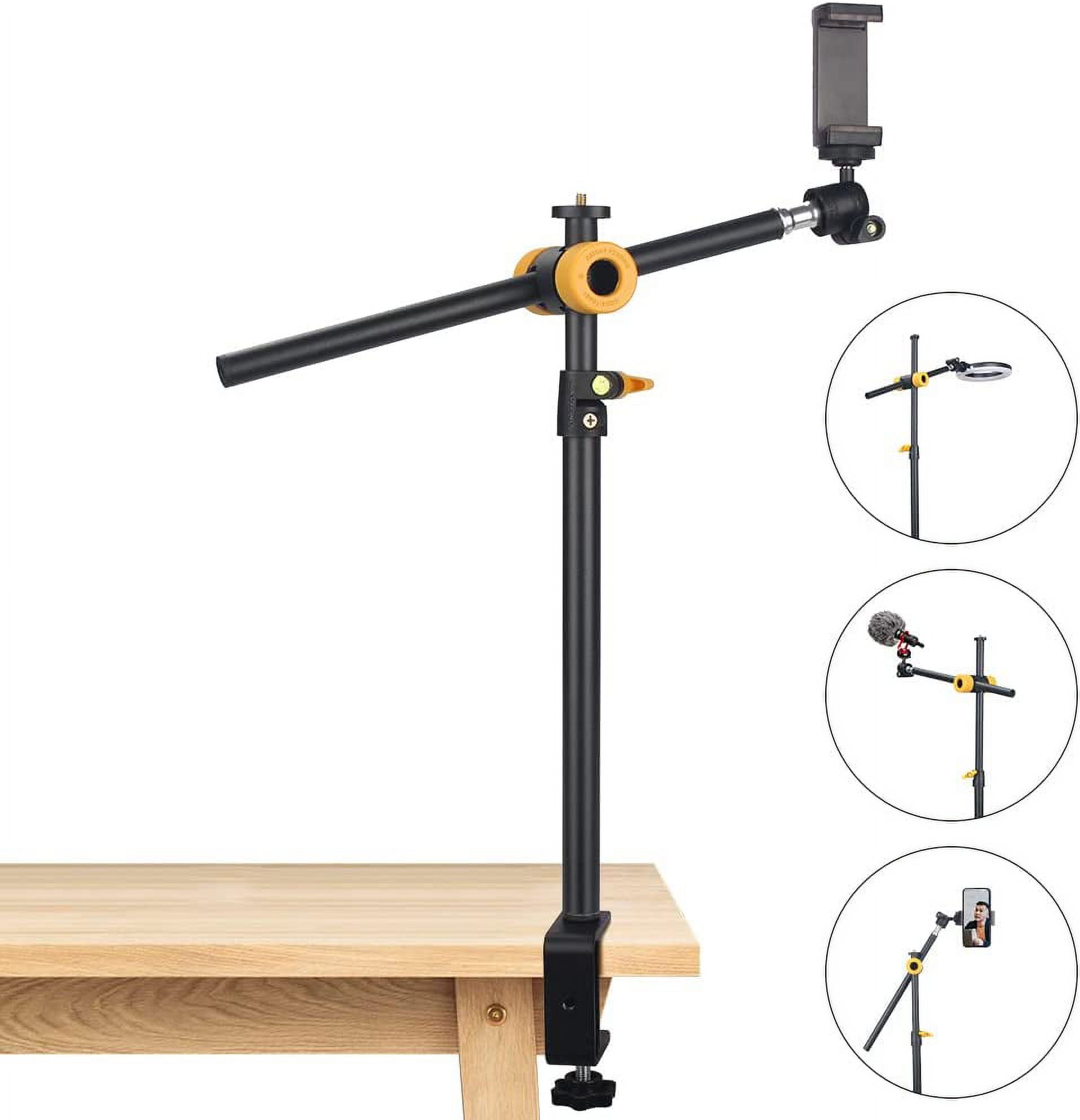 Overhead Phone/Camera Desk Mount Stand with Adjustable Holding Arm