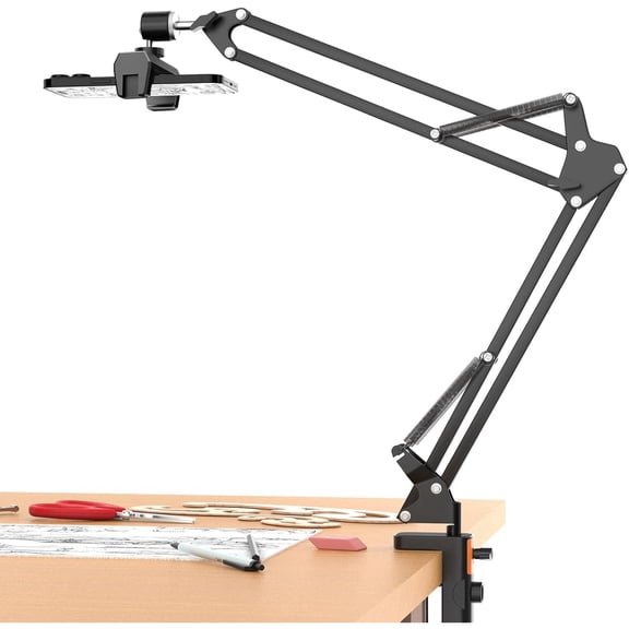 Overhead Phone Mount, Flexible Webcam Arm with Phone Holder and Ball Head, Overhead Tripod for Phone Drawing Live Streaming Cooking Flat Photography