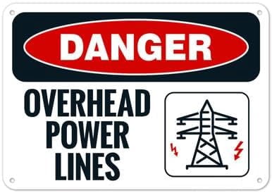 Overhead Power Lines With Graphic Sign Facility Safety Signs Metal Tin ...