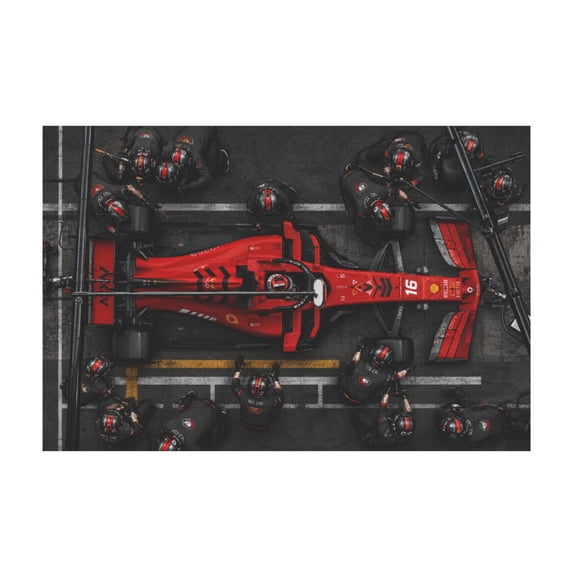 Overhead Racing Car Pit Stop Scene Canvas Wall Art For Man Cave Or Office 12*18in