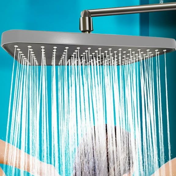 Overhead Shower Head, ZzCityTK High Pressure Oversized Panel Shower, 14 Inch Adjustable Rotating Nozzle Strong Water Output Universal Fit Easy Installation, Gray