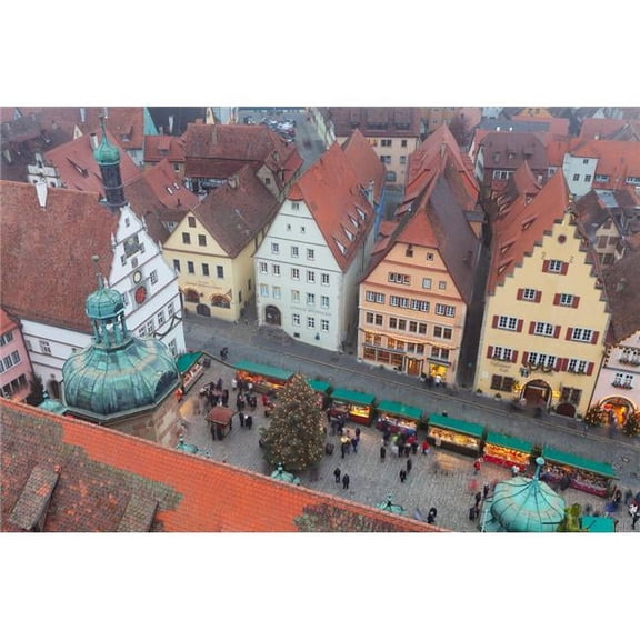 Overhead View of The Christmas Market Rothenburg Bavaria Germany Poster Print - 24 x 36 - Large