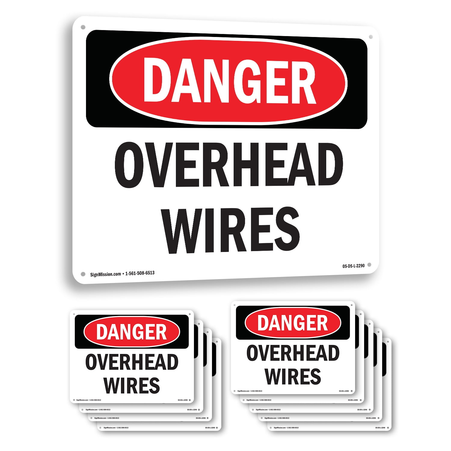 Overhead Wires OSHA Danger Aluminum Sign 24 Inch x 18 Inch - 10 Pack ...