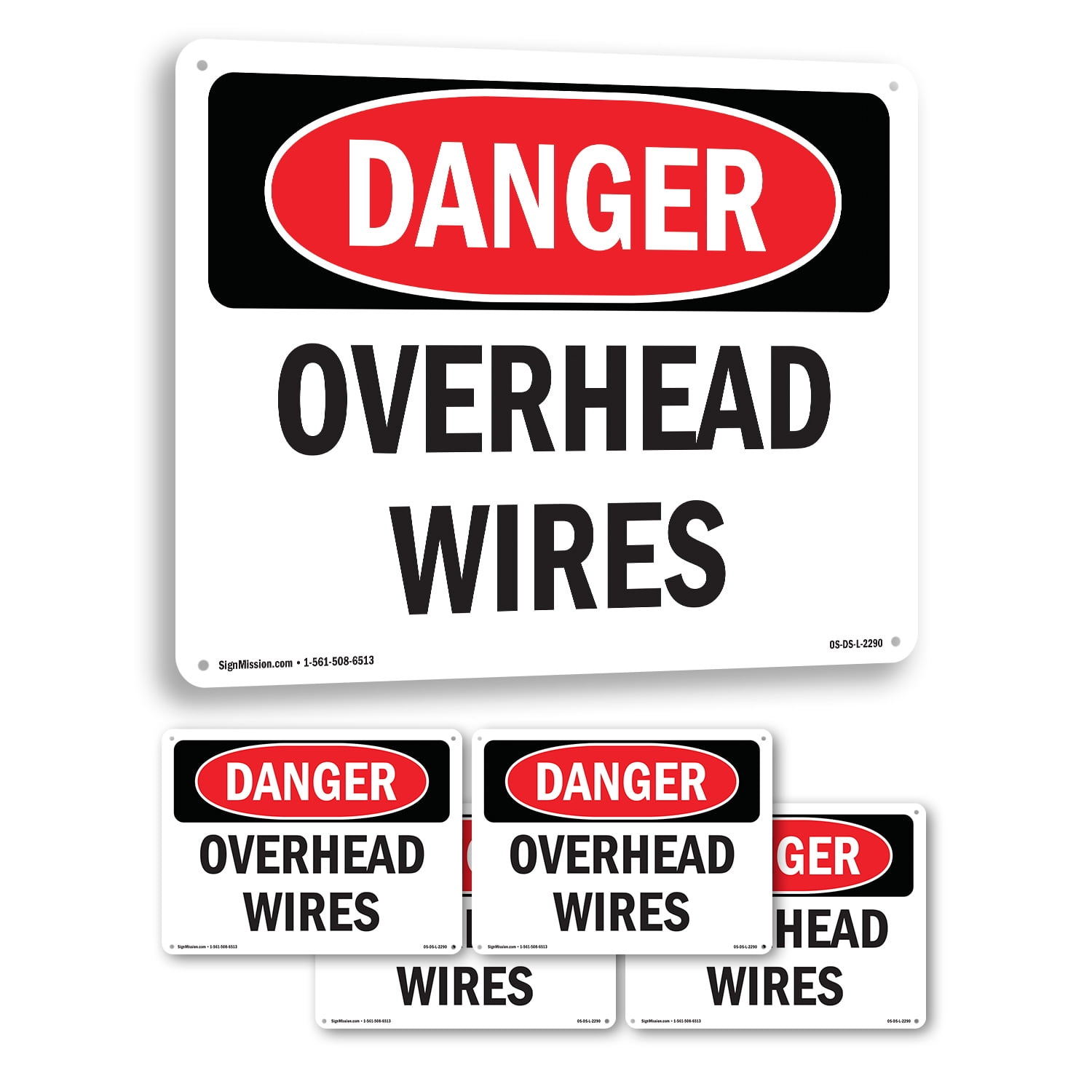 Overhead Wires OSHA Danger Rigid Plastic Sign 18 Inch x 12 Inch - 5 ...