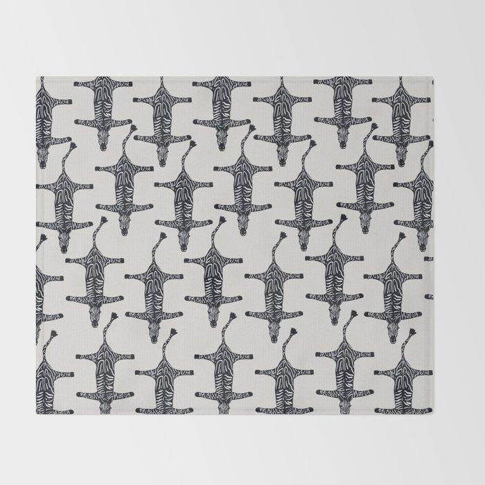 Overhead Zebra Pattern Black and Off-White Polyester Fleece Blanket ...