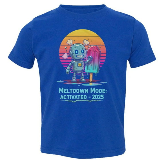Overheated Robot Humor - Funny 2025 Summer Heatwave Toddler T-Shirt (Royal, 3T)