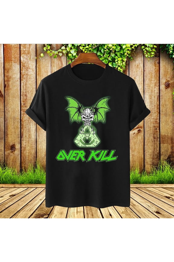 Overkill Band Logo Classic Cotton Black All Size Gift Shirt - Free Shipping