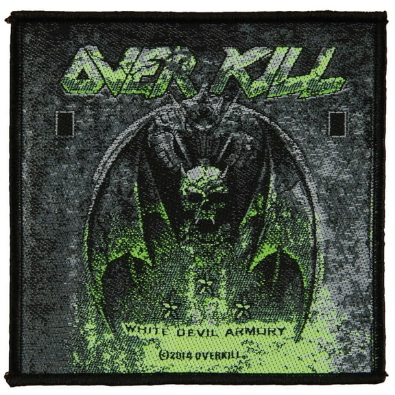 Overkill Men's White Devil Armory Woven Patch Black