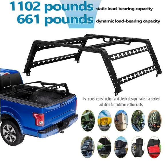 Bed Rack for Full-Size & Mid-Size Pickup Truck.Adjustable Height&W |No Drilling Installation