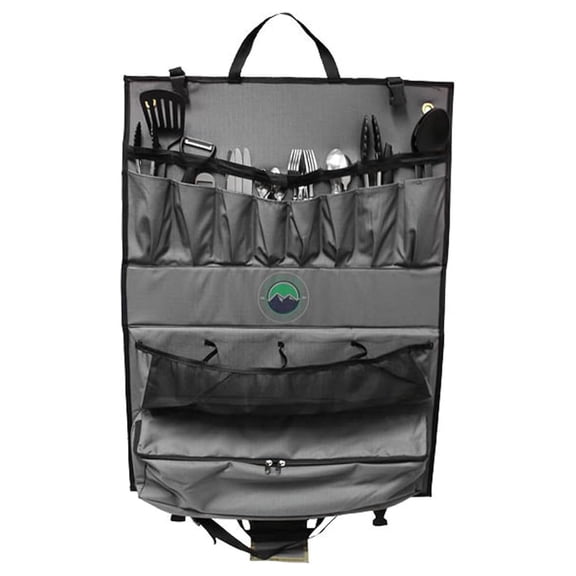 - Overland Kitchen Kit - 24 Piece Cooking and Utensil Kit, Hanging Carrying Case - Premium Polycotton Ripstop Material - for Camping, Picnics, and Outdoor Adventures