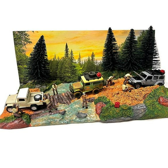 Overland Off-Road Diorama with Forest Background for 1 by 64 Scale Models
