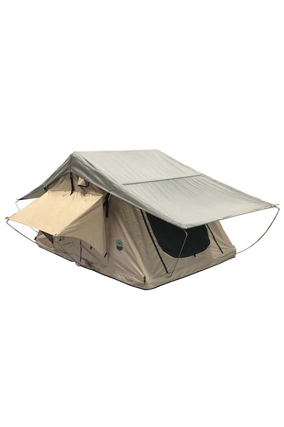 LD TMBK - Soft Sided Roof Top Tent, 2 Person, Tan Body & Green Rainfly