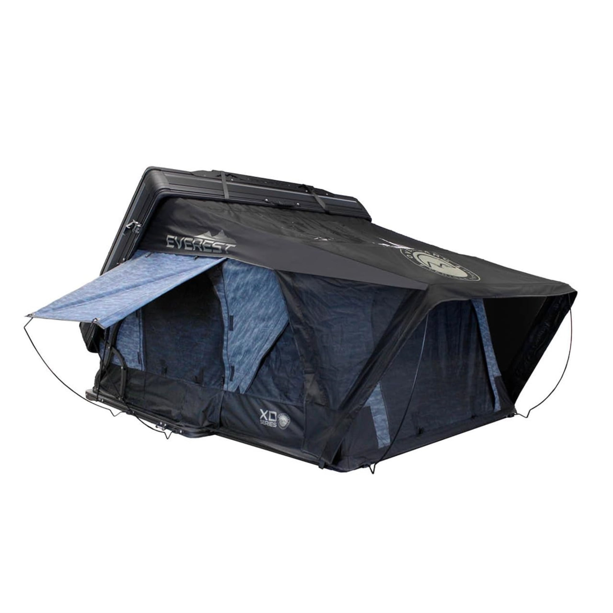Overland Vehicle Systems XD Everest Cantilever Aluminum Hard Sheel Roof Top Tent with Black Out Kit - Grey Body & Black Rainfly (2 Person Roof Top Tent)