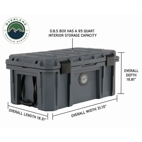 Overland Vehicle Systems 40100011 Dry Box with Drain & Bottle Opener, Dark Grey - 23.75 gal