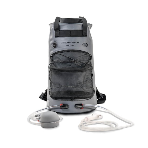 Portable Camp Shower 23 QT, Foot Pump, Knozzle & Accessories