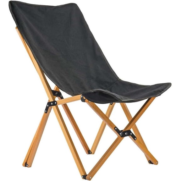 Overland Vehicle Systems Kick It Camp Chair - Black Canvas Body with Wood Base & Storage Bag